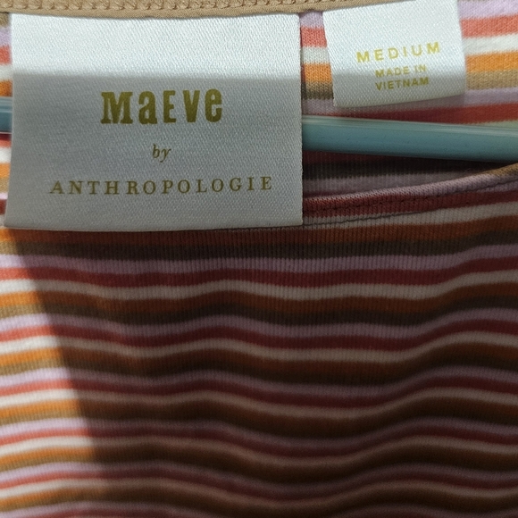 MAEVE By Anthropologie Striped Ruffle Hem Top - Stripe 19 PTP - Picture 5 of 5